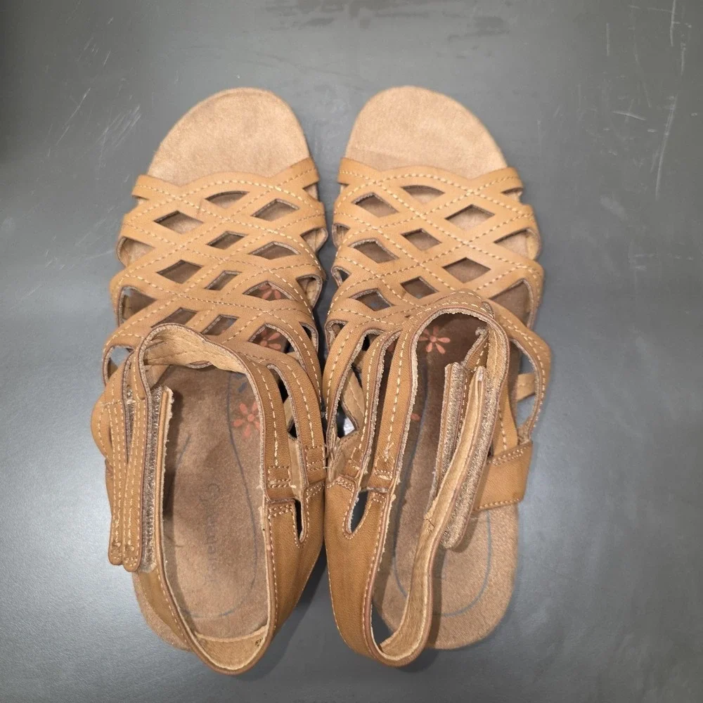 Baretraps Strappy Sandals Women 10 Brown Trella Slingback Comfort Wedge‎ Shoes